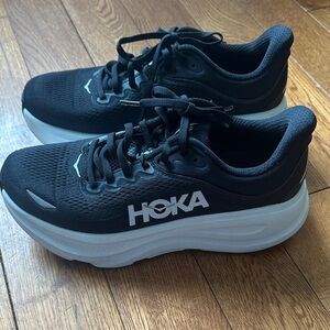 Hoka Bondi 9 Black and White Athletic Sneakers